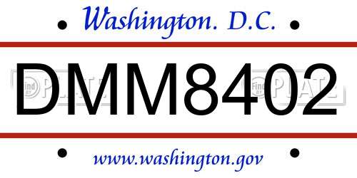DMM8402 District Of Columbia License Plate