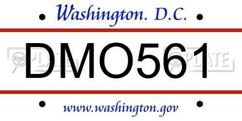 DMO561 District Of Columbia License Plate