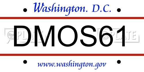 DMOS61 District Of Columbia License Plate