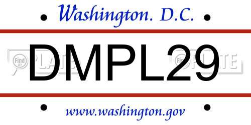 DMPL29 District Of Columbia License Plate