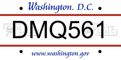 DMQ561 District Of Columbia License Plate
