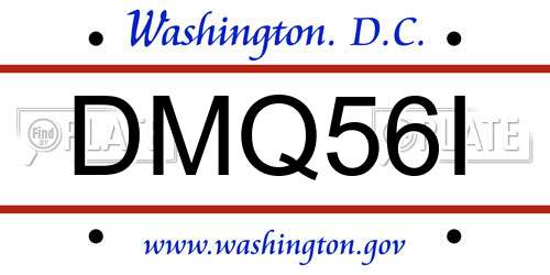 DMQ56I District Of Columbia License Plate