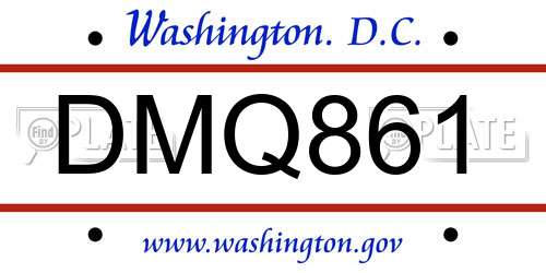 DMQ861 District Of Columbia License Plate