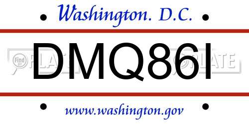 DMQ86I District Of Columbia License Plate