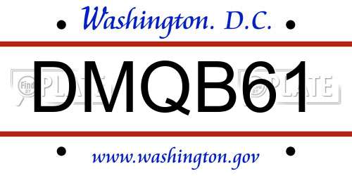 DMQB61 District Of Columbia License Plate
