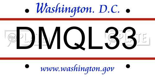 DMQL33 District Of Columbia License Plate