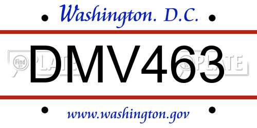 DMV463 District Of Columbia License Plate