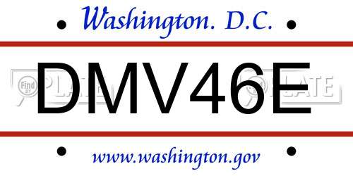 DMV46E District Of Columbia License Plate