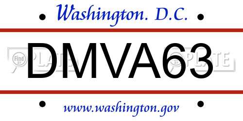 DMVA63 District Of Columbia License Plate