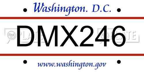 DMX246 District Of Columbia License Plate