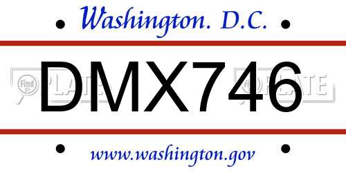 DMX746 District Of Columbia License Plate