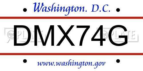 DMX74G District Of Columbia License Plate