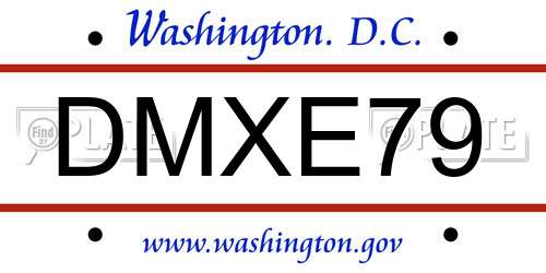 DMXE79 District Of Columbia License Plate