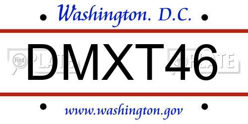 DMXT46 District Of Columbia License Plate