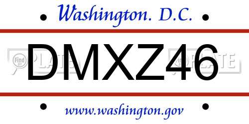 DMXZ46 District Of Columbia License Plate