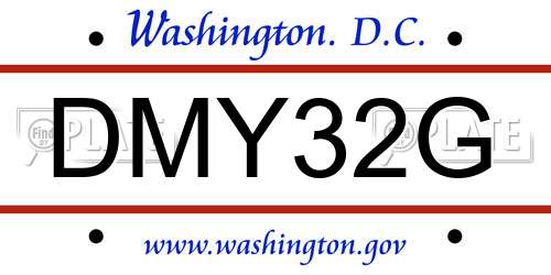 DMY32G District Of Columbia License Plate