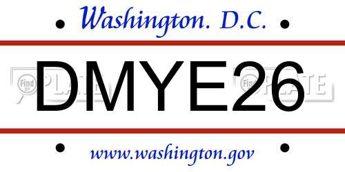 DMYE26 District Of Columbia License Plate