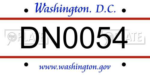 DN0054 District Of Columbia License Plate