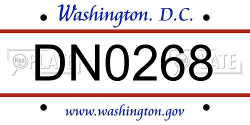 DN0268 District Of Columbia License Plate