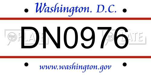 DN0976 District Of Columbia License Plate
