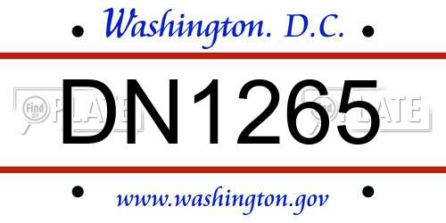 DN1265 District Of Columbia License Plate