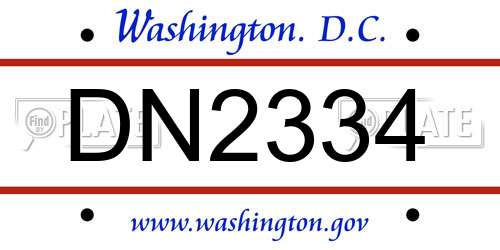 DN2334 District Of Columbia License Plate