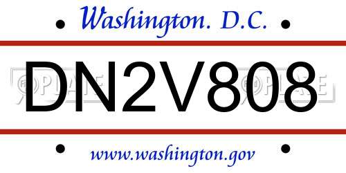 DN2V808 District Of Columbia License Plate