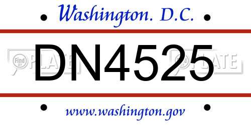 DN4525 District Of Columbia License Plate