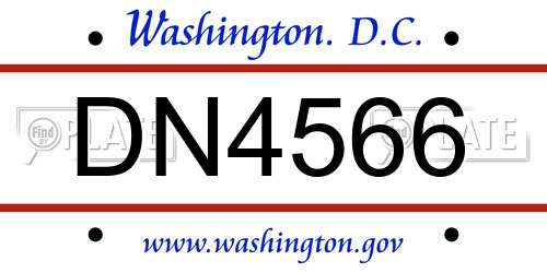DN4566 District Of Columbia License Plate