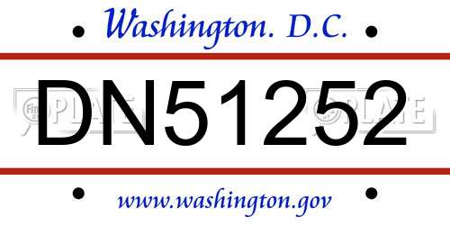 DN51252 District Of Columbia License Plate
