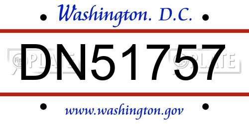 DN51757 District Of Columbia License Plate