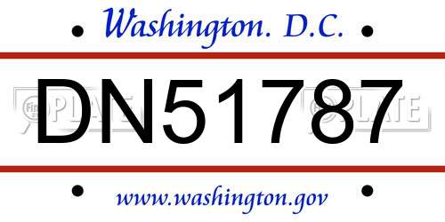 DN51787 District Of Columbia License Plate