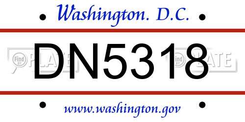 DN5318 District Of Columbia License Plate
