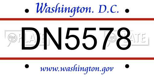 DN5578 District Of Columbia License Plate