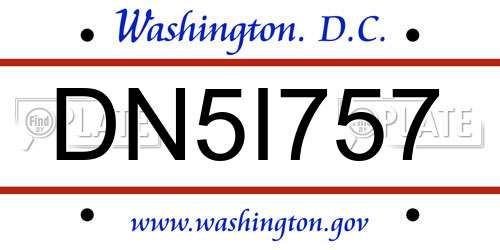DN5I757 District Of Columbia License Plate