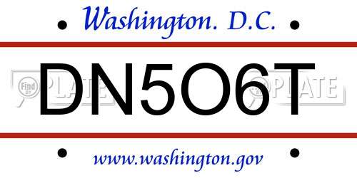 DN5O6T District Of Columbia License Plate
