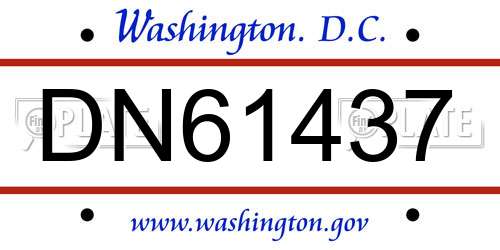 DN61437 District Of Columbia License Plate