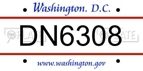 DN6308 District Of Columbia License Plate