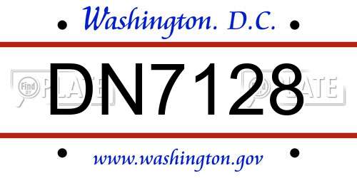 DN7128 District Of Columbia License Plate