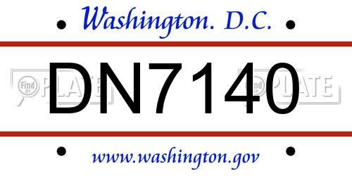 DN7140 District Of Columbia License Plate