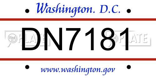 DN7181 District Of Columbia License Plate