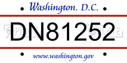 DN81252 District Of Columbia License Plate