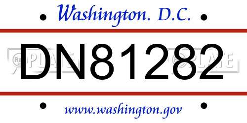 DN81282 District Of Columbia License Plate