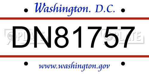 DN81757 District Of Columbia License Plate