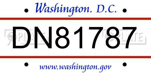 DN81787 District Of Columbia License Plate