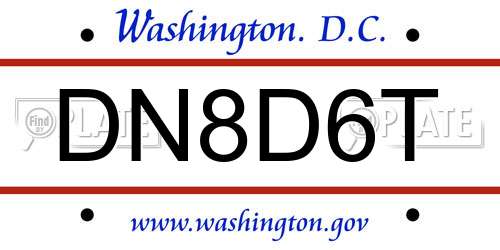 DN8D6T District Of Columbia License Plate