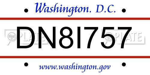 DN8I757 District Of Columbia License Plate