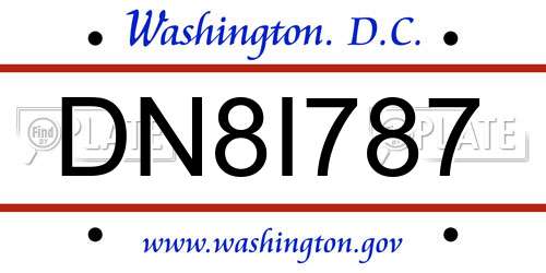 DN8I787 District Of Columbia License Plate