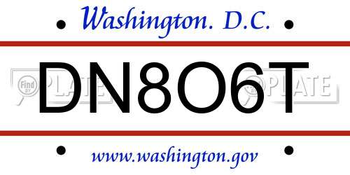 DN8O6T District Of Columbia License Plate