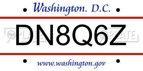 DN8Q6Z District Of Columbia License Plate